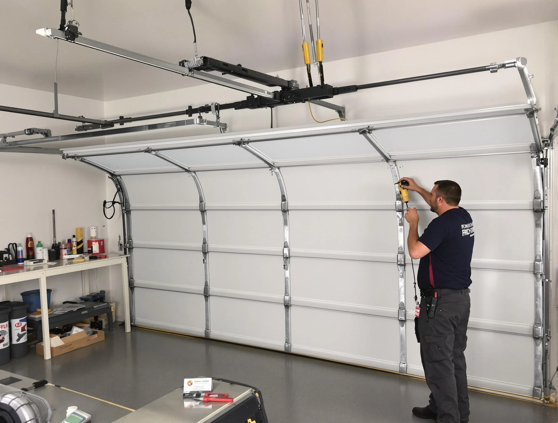 Weymouth Garage Door Repair certified technician performing overhead door system repair in Weymouth